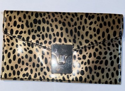 Talbots Leopard Print Envelope Clutch Bag Gold Tone Clasp NWT