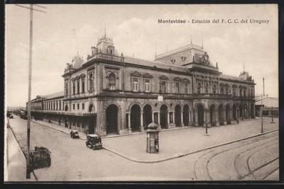 Montevideo, Estación del F.C.C. del Uruguay, Bahnhof, Ansichtskarte 