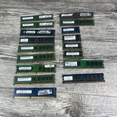 Lot of 17 Mixed DDR2 DDR3 RAM Sticks Memory Modules Major Brands