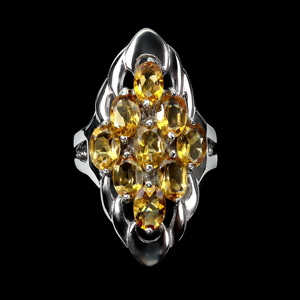 925 Sterling Silver Oval Citrine 6x4mm Natural Gemstone Ring Size 8