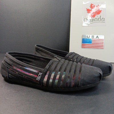Bobs from Skechers Womens Black Canvas Mesh Slip on Ballet Flat Size 6.5 CN