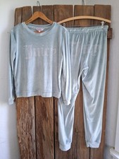 Juicy Couture Sleepwear Velour Pajama Set Ice Blue Rhinestone Bling Sz Small