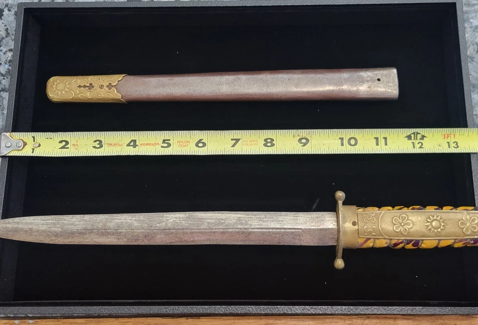 Cuchillo daga de oficiales nacionalistas de la Segunda Guerra Mundial del ejército chino con vaina Segunda Guerra Mundial (leer por favor) Foto 2 de 4