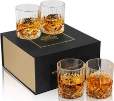 KANARS Old Fashioned Whiskey Glasses with Luxury Box - 10 Oz Rocks Barware For S