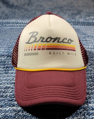 Ford Bronco Built Wild Trucker Hat Mesh Back Burgundy/Beige One Size - Image 1 of 3