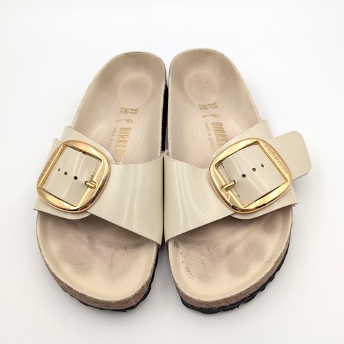 Birkenstock Madrid Big Buckle Leather Patent High Shine Sandals USW6/M4 EU37 - Picture 2 of 12