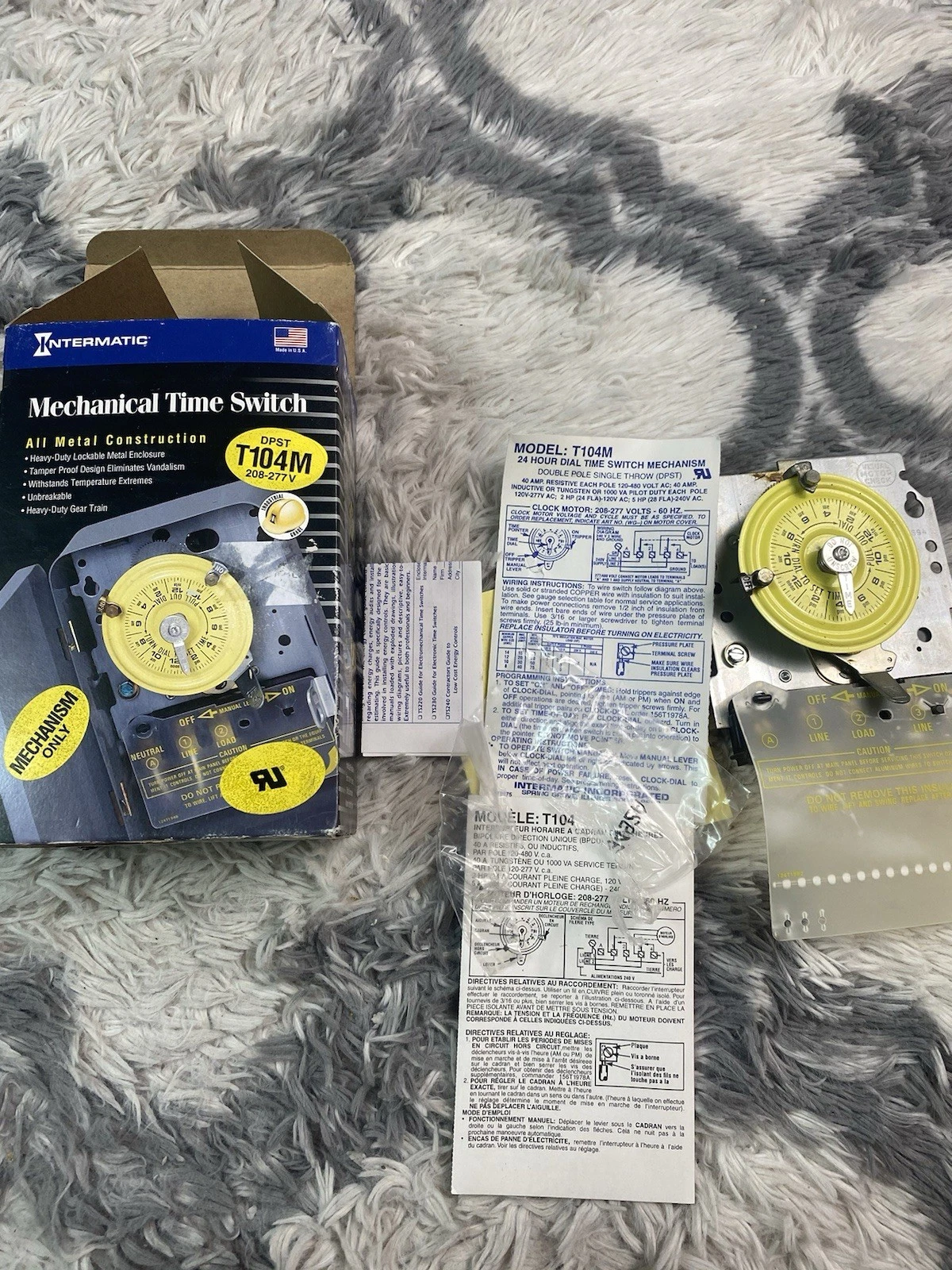 Intermatic T104M 24-Hour 208-277V Mechanical Time Switch, DPST
