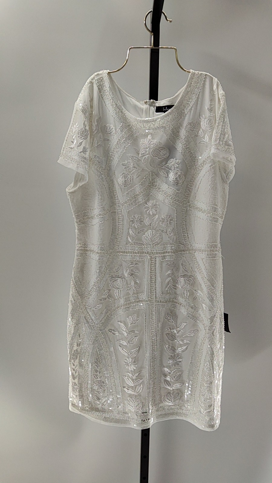 Lulus Womens Spread Your Shine White Sequin Embroidered Bodycon Dress XXL