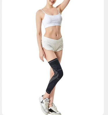 Knee Sleeve Compression Brace Support Full Leg Sport Joint Pain Arthritis Relief - Image 1 of 4