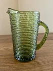 Perfect VTG Anchor Hocking Soreno Avocado Green Glass Juice Pitcher 7”H 26 oz