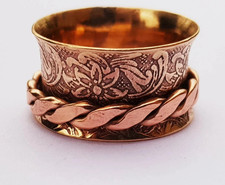 Solid Pure Copper Minimalist Healing Ring, Handmade, Unisex Concave Spinner Ring