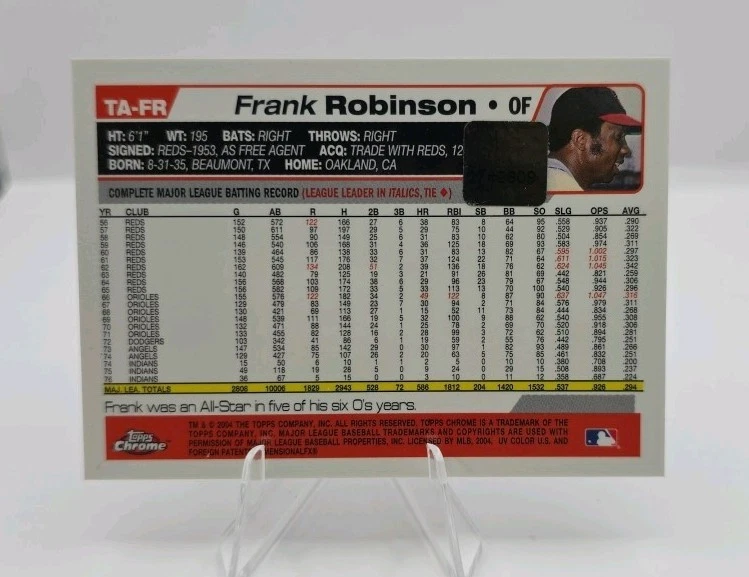 2004 FRANK ROBINSON TOPPS RETIRED SIGNATURE EDITION - AUTOGRAPH #TA-FR -ORIOLES - Image 2 of 4