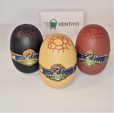 3D Dino Puzzle in Jurassic Egg Set of 3   T Rex Stegosaurus Styracosaurus   New