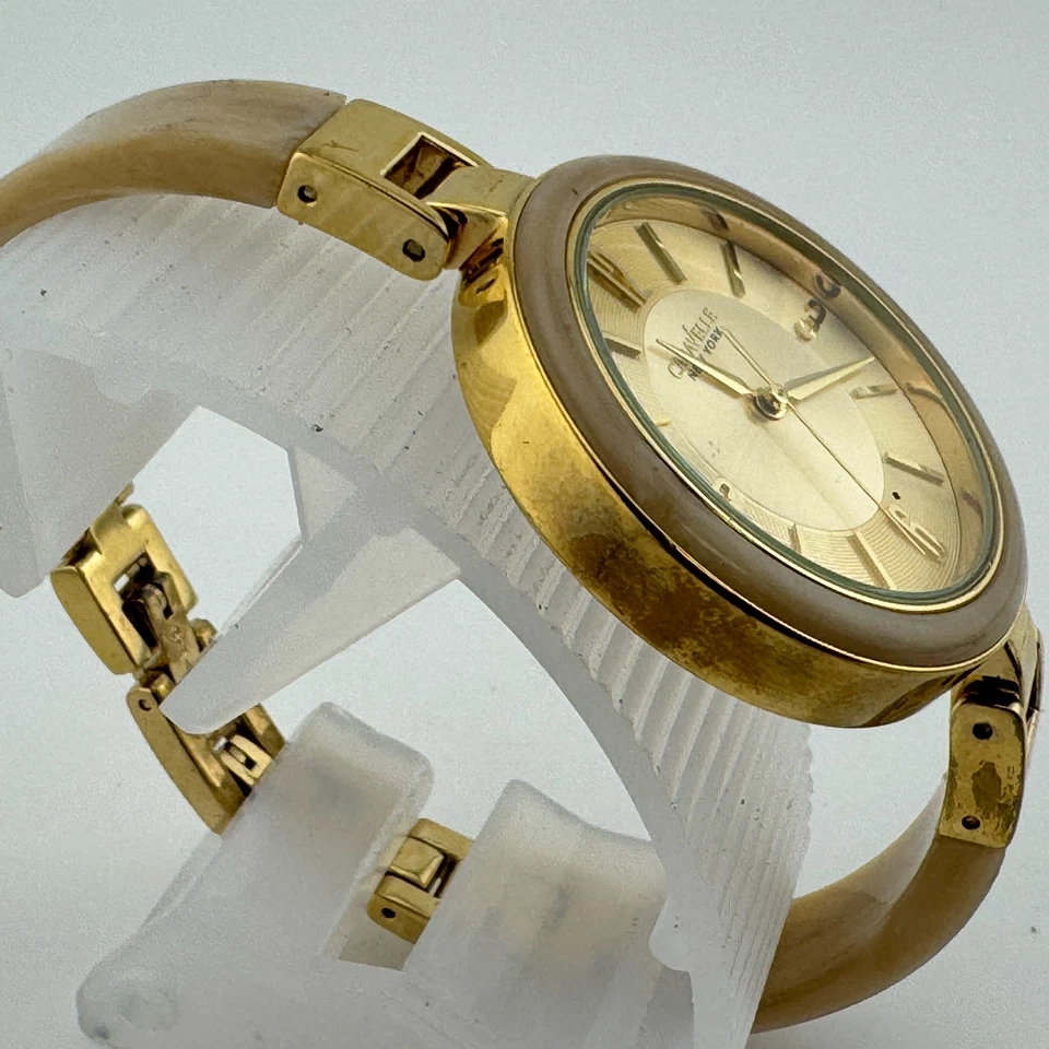 Reloj de Cuarzo Caravelle Bulova 44L138 Mujer Tono Dorado Tono Mármol Batería Nueva Foto 3 de 4