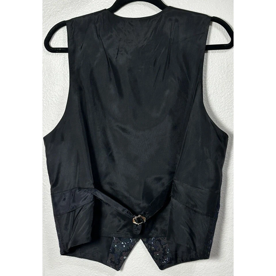 Vintage Linea Gitano Mujer’s Azul Marino Paisley Mezcla Lana Negro Espalda Talla Pequeña Foto 2 de 3