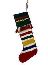 Crate & Barrel 20” Christmas Stocking Tassel with Stripes Rickrack Multicolored 