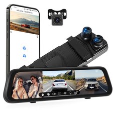 9.66" 3-Kanal Spiegel Dashcam WIFI Auto DVR Rückfahrkamera Spiegel Videorecorder