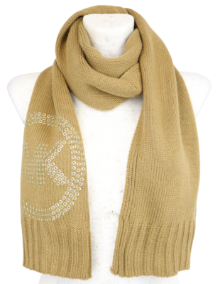 MICHAEL KORS Scarf Women's ONE SIZE Rib Knitted Logo Beige