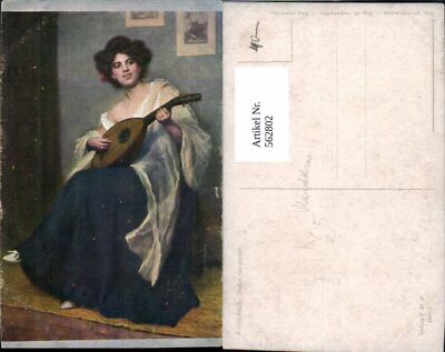 562802,Künstler Ak Glücklich Dolce far niente Frau Mandoline Erotik Musikinstrum