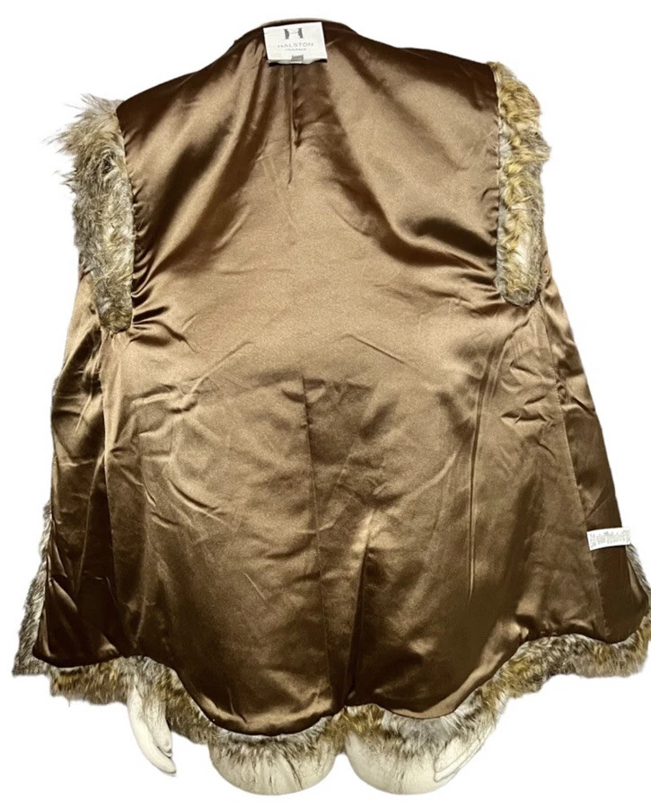 Chaleco de piel sintética Halston Heritage marrón para mujer talla 2 Foto 4 de 4