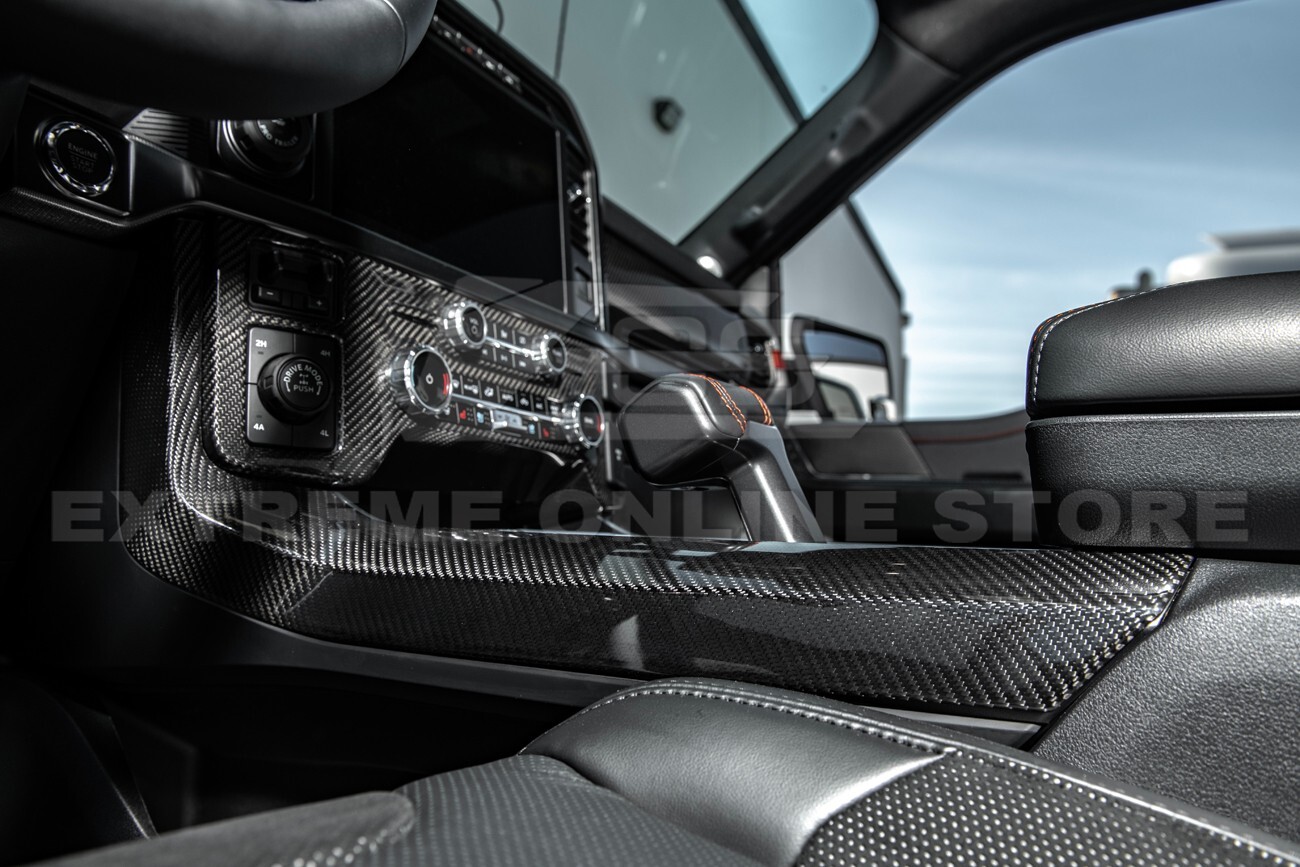 For 21-Up Ford F-150 CARBON FIBER Interior Center Console Side Panel Trim Cover