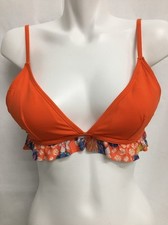 MINKPINK HALTER RUFFLE TRIANGLE TIE BIKINI SWIM TOP FLORAL ORANGE XSMALL  49