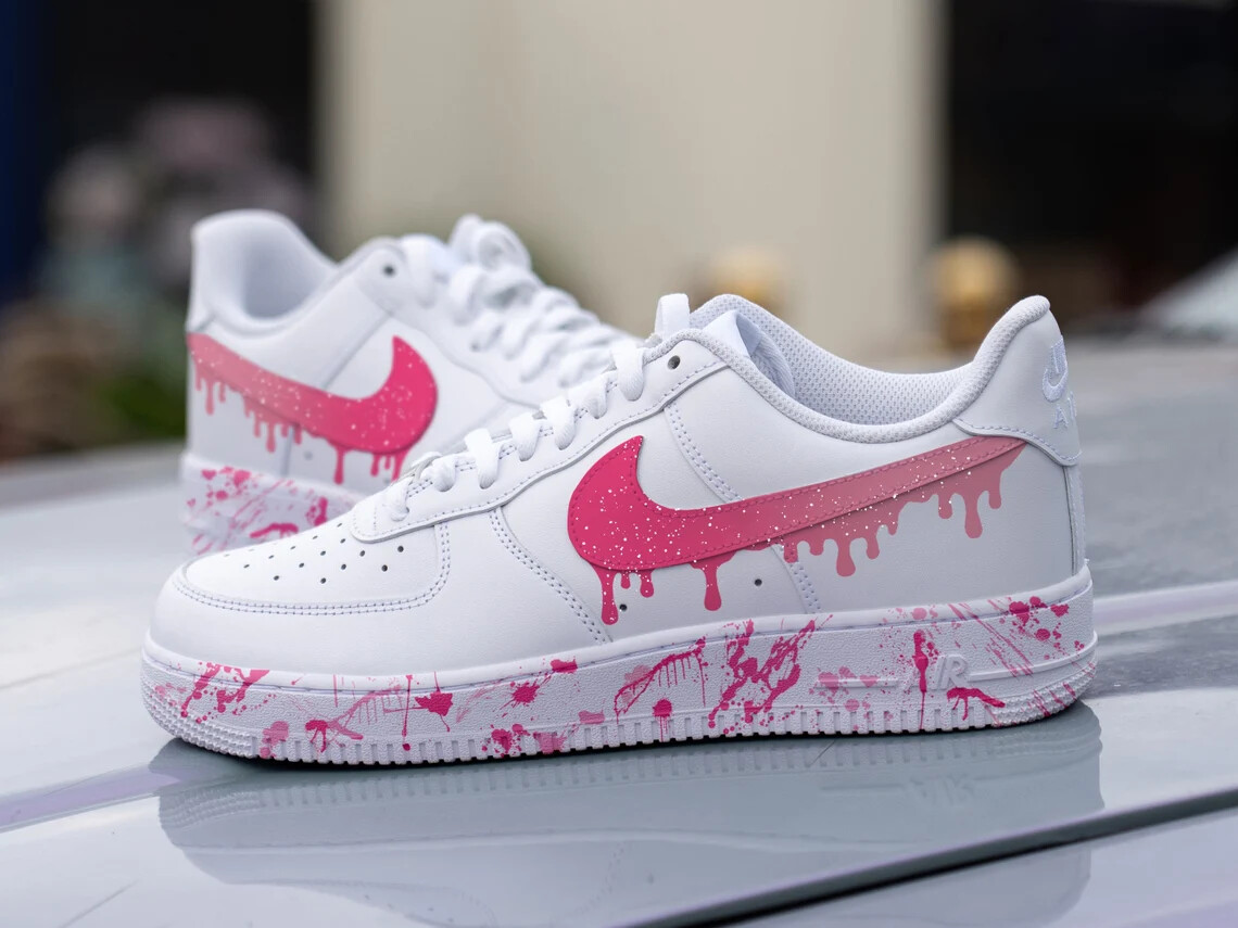 Air Force 1 Custom Shoes Pink Drip Radiance Hot Light Pink Air Force 1 Custom Shoes Pink Drip Radiance Hot Light Pink