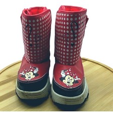 Disney Minnie Mouse Boutique Snow Boots Girl Size XL 11/12 Red Polka Dot Bow