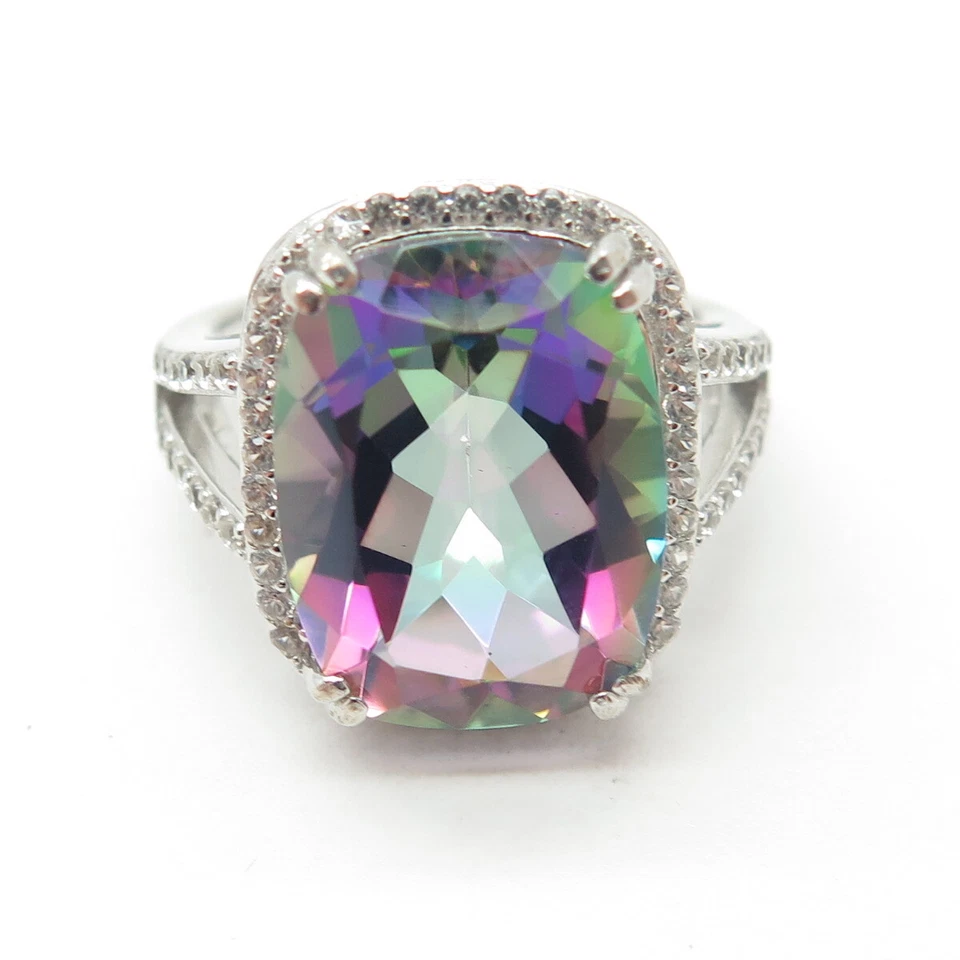 Anillo DSMK de plata de ley 925 místico real y topacio blanco talla 6,75 Foto 3 de 4