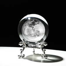 60MM 3D Laser Engraved Crystal Ball Glass Inner Carved Sphere Free Stand Decor