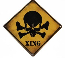 Skull Xing Crossing 12" x 12" Novelty Aluminum Metal Sign for Wall Made in USA