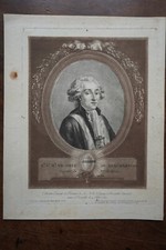 VICOMTE DE BEAUHARNOIS ALEXANDRE (1760-1794) PORTRAIT ENGRAVING 19th century,