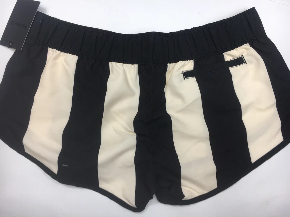  Pantalones Cortos Hurley Board Rugby Beach Rider Negro Crema Cintura Elástica Surf Playa  Foto 2 de 4