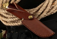 men waist belt bag knife blade sheath machete holder cow leather brown Q194