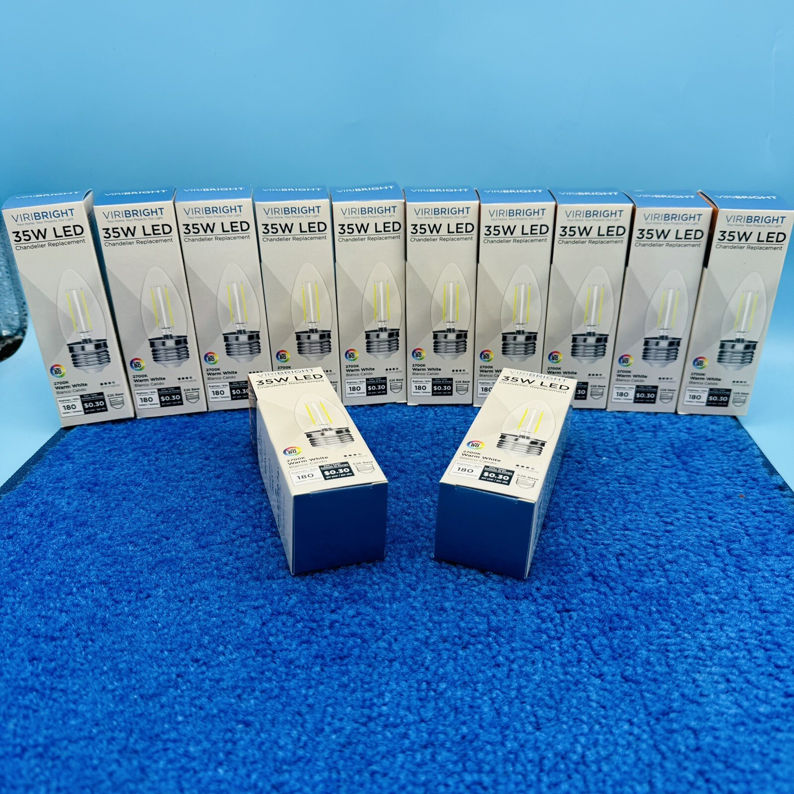 12x ViriBright 35W LED Chandelier Replacement - 2700k Warm W