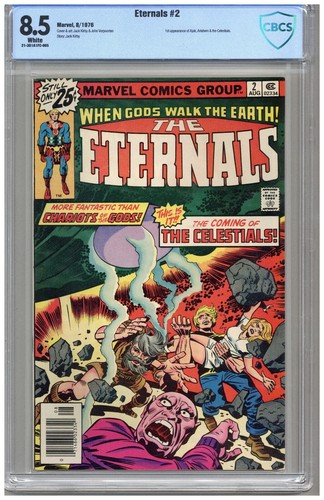 Eternals  # 2  CBCS   8.5  VF+   White pgs   8/76  1st App. of Ajak, Arishem & t
