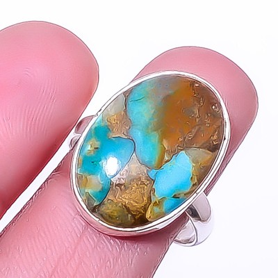 Copper Turquoise - Pilot Mountain Mines 925 Sterling Silver Ring s.9 R6086-72