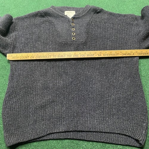 Vintage Eddie Bauer Sweatshirt Mens Large Gray Heavy Fisherman Ribbed Sweater - Picture 5 of 7