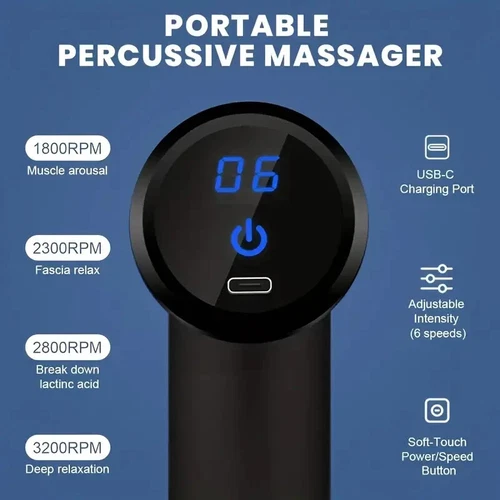 Massage Gun Deep Tissue Percussion Massager Pain Relief Muscle LCD 6 Speed Body - Bild 6 von 13