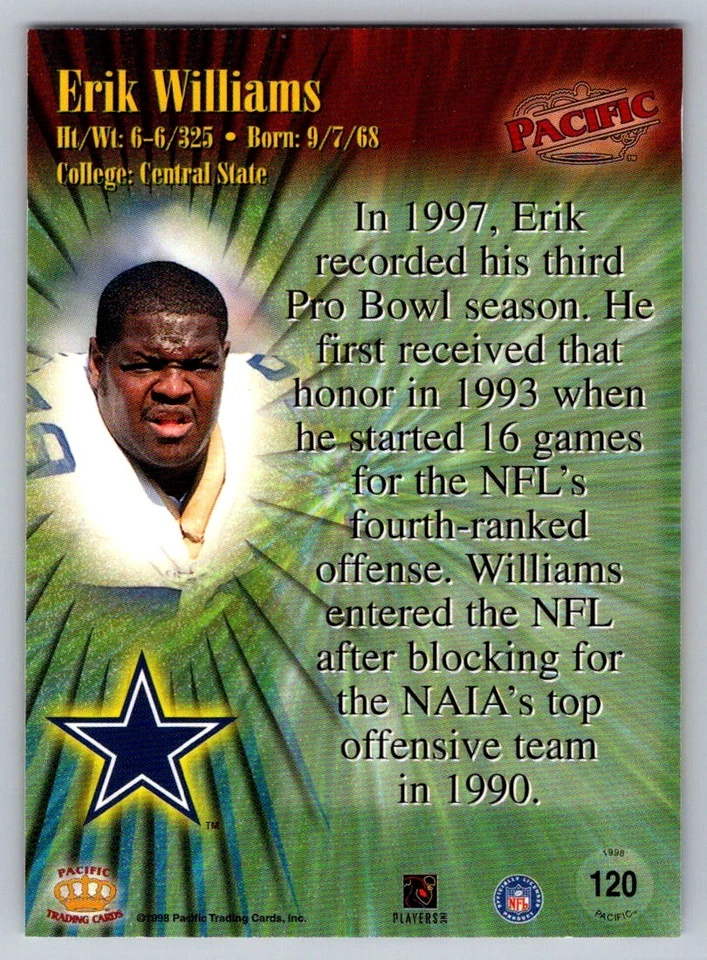1998 Pacific #120 Erik Williams - Image 2 of 2