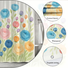 Floral Shower Curtain - Colorful Flowers Design for Bathroom Decor