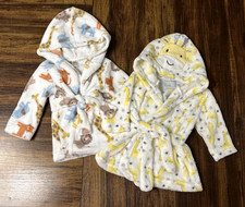 2 pair of baby animal print bathrobes 3m-9m unisex
