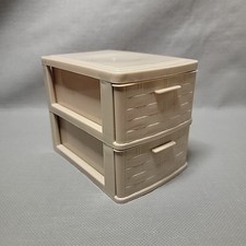 Desktop Accessory Organizer Mini Set of 2 Tier Plastic Drawers TAN