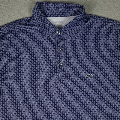 Vineyard Vines Polo Shirt Mens Medium Blue Performance Golf Short Sleeve