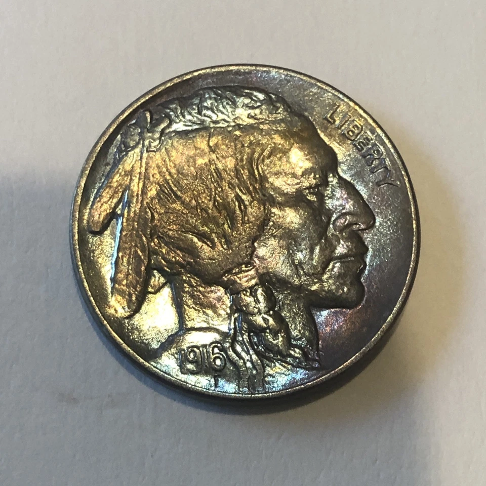 1916 Buffalo Nickel Brilliant Uncirculated Amazing Toning - Image 3 of 4