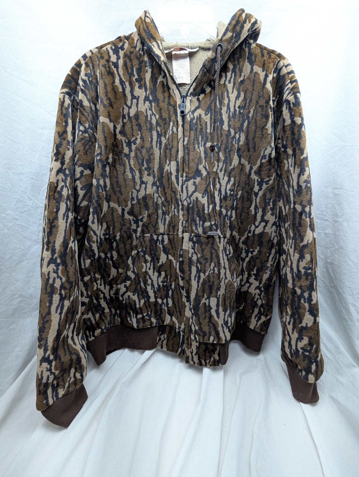 Vintage Carhartt Mossy Oak Polar Fleece Hooded Jacket Zip Up 13224 Camo Med