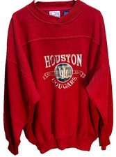 Houston Cougars Est. 1927 NCAA Crable Vintage Red Sewn Basketball Sweatshirt XL