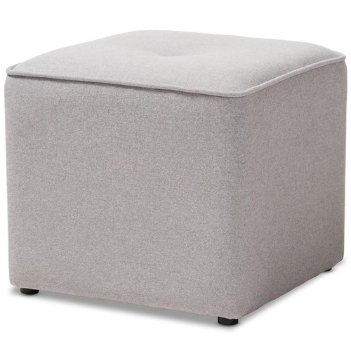 Baxton Studio Corinne 16" Square Ottoman in Light Gray - Picture 1 of 5