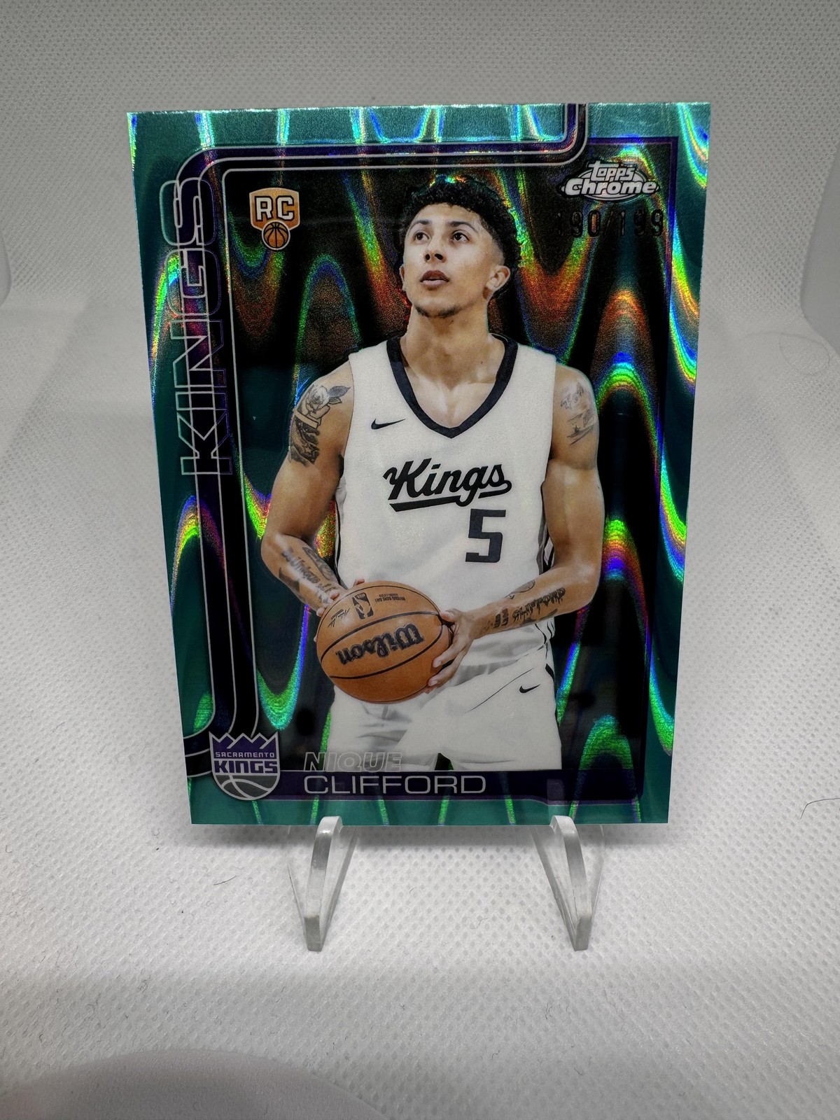 2025-26 Topps Chrome #274 Nique Clifford Aqua RayWave Refractor #/199