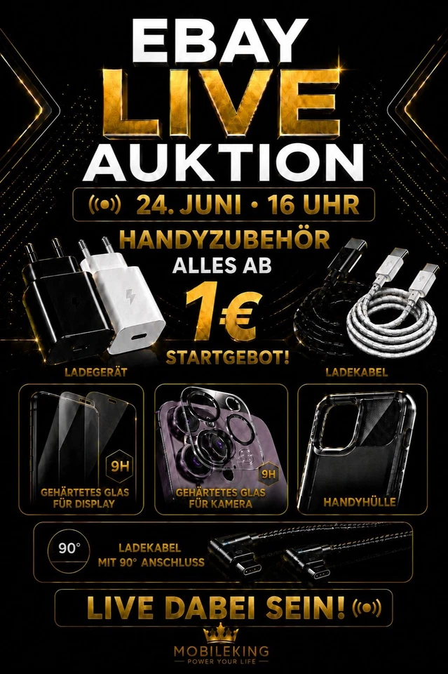 Alles ab 1€ live Auktionen: iPhone,  Samsung, Huawei, Xiaomi Handyzubehör